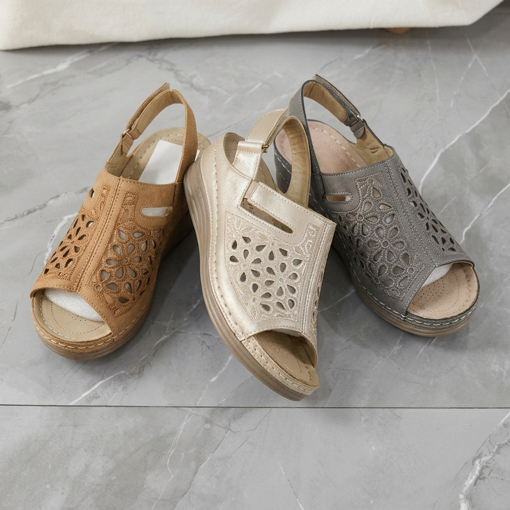 three leather sandals